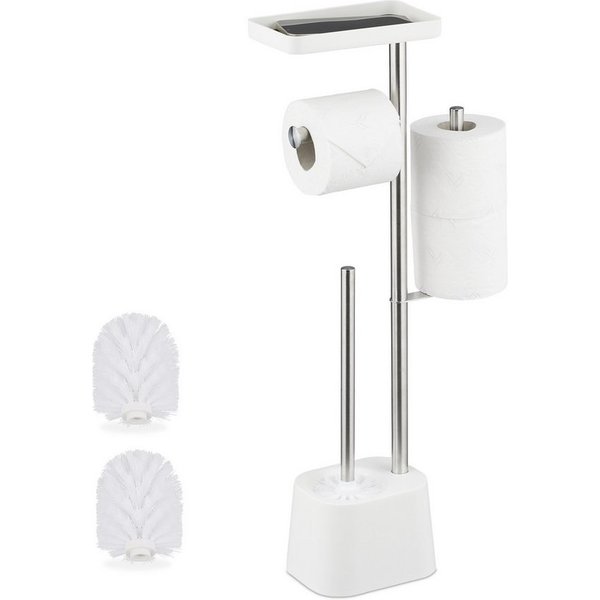 relaxdays WC-Garnitur mit Ablage, Smartphones, Feuchttücher, Standard-Toilettenpapierrollen, (3-tlg), weiß