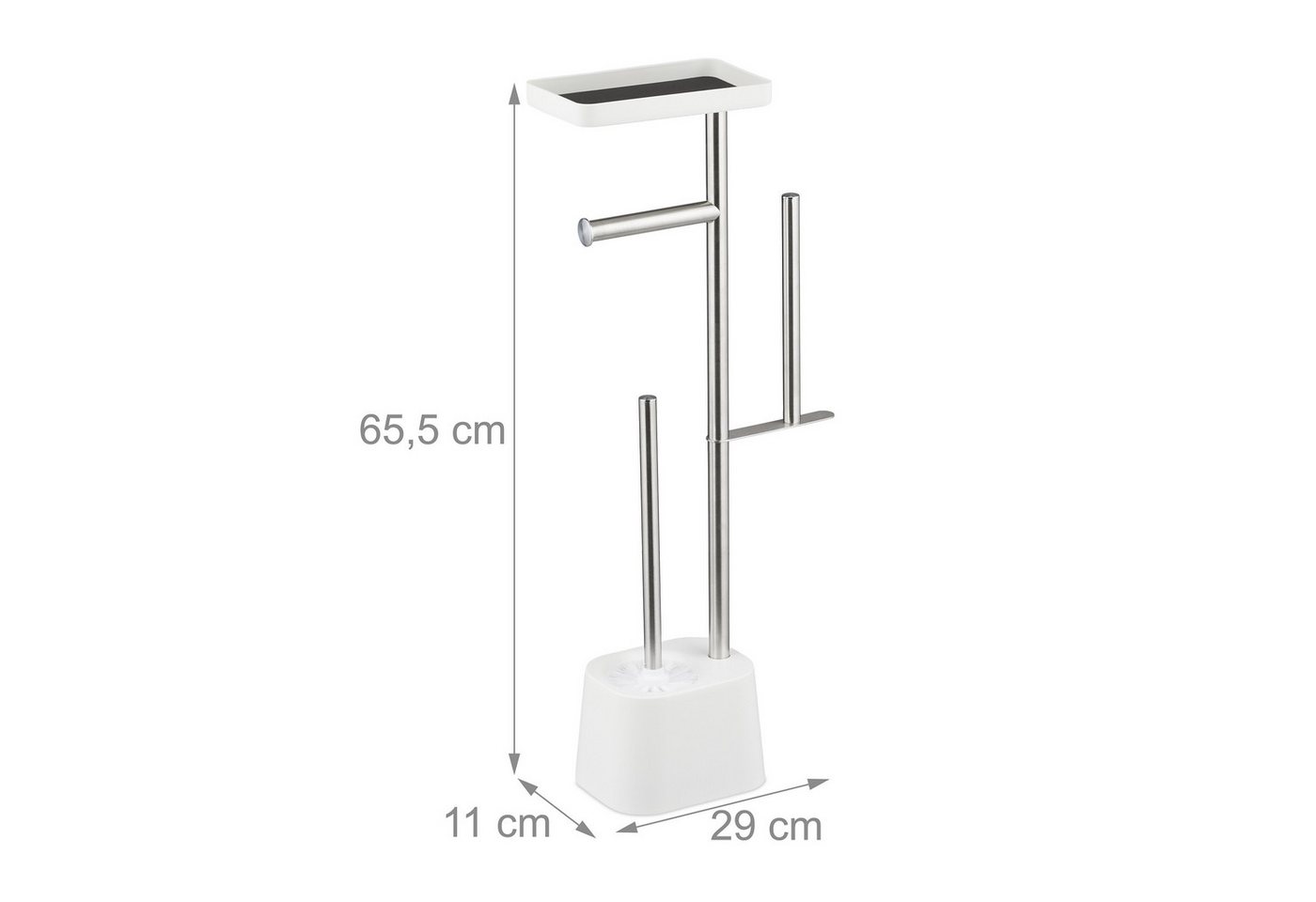 relaxdays WC-Garnitur mit Ablage, Smartphones, Feuchttücher, Standard-Toilettenpapierrollen, (3-tlg), weiß – Bild 4 von 5