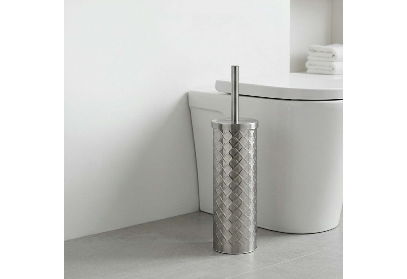 relaxdays WC-Garnitur WC Bürste mit Behälter, Stand- und Wandtoiletten, alle handelsüblichen Toiletten, Toiletten im Gäste-WC, Porzellan-Toiletten, Toiletten im – Bild 2 von 5