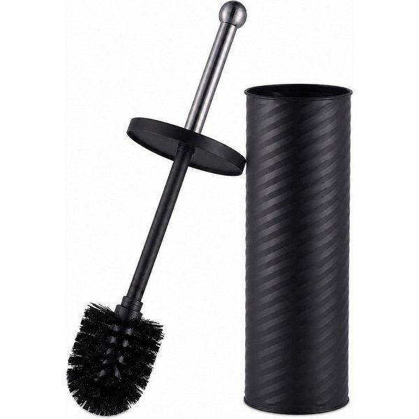 relaxdays WC-Garnitur WC Bürste mit Behälter, alle handelsüblichen Toiletten, (2-tlg), schwarz