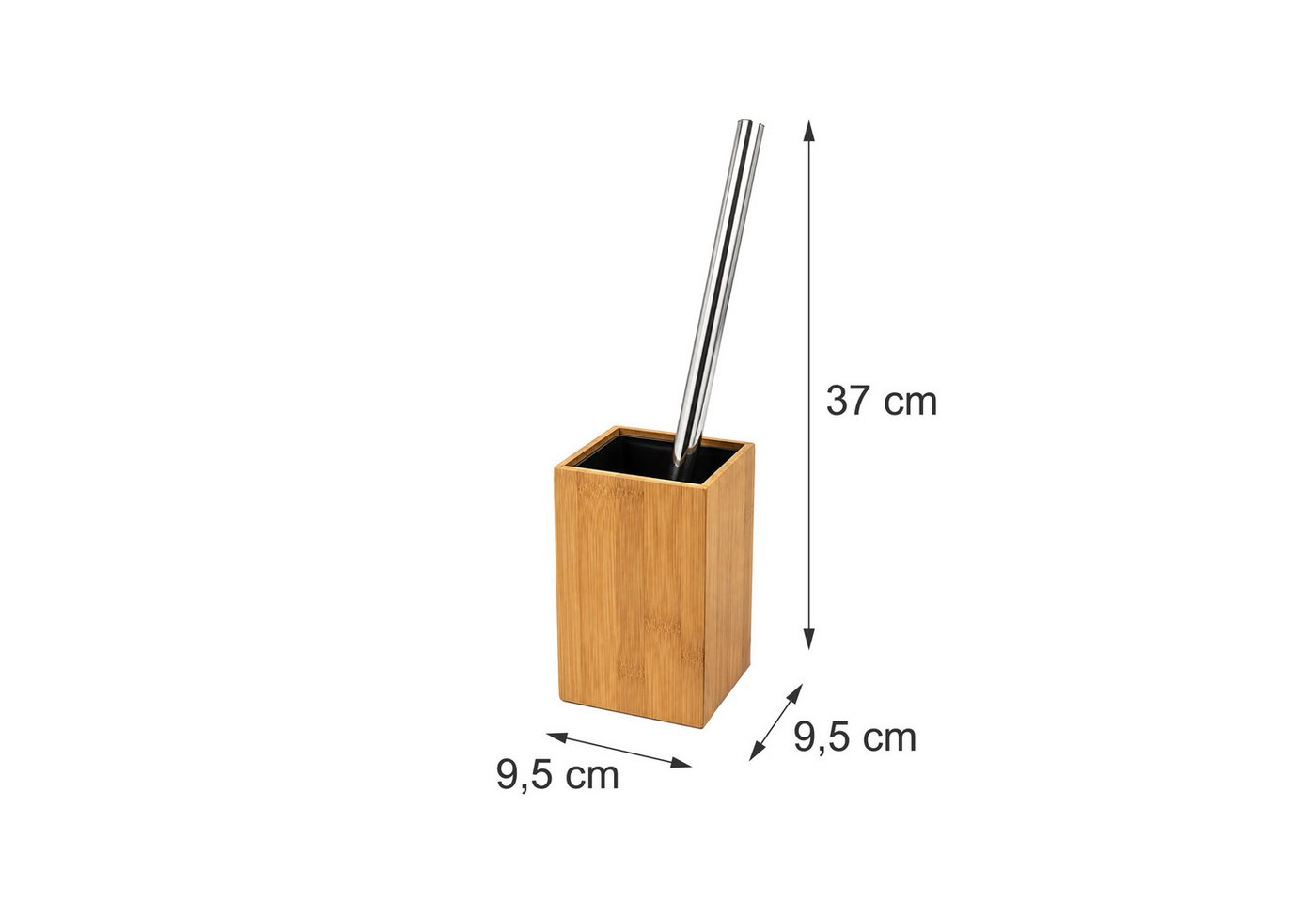relaxdays WC-Garnitur WC Bürste mit Halter, Standardtoiletten, Gäste-WC, Badezimmer, (4-tlg), natur – Bild 4 von 5