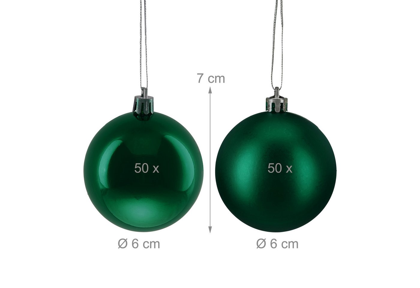 relaxdays Weihnachtsbaumkugel Weihnachtskugeln 100er Set (100 St), Dunkelgrün – Bild 4 von 5