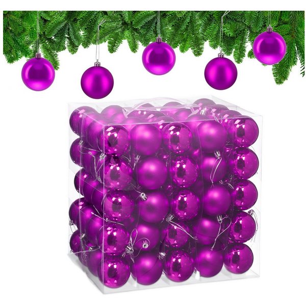 relaxdays Weihnachtsbaumkugel Weihnachtskugeln 100er Set (100 St), Pink