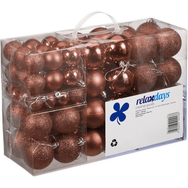 relaxdays Weihnachtsbaumkugel Weihnachtskugeln 100er Set (100 St), braun