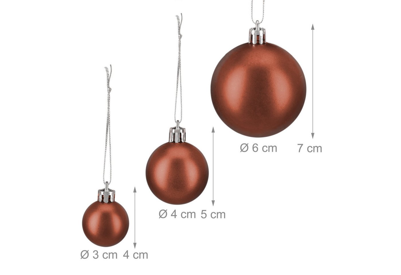 relaxdays Weihnachtsbaumkugel Weihnachtskugeln 100er Set (100 St), braun – Bild 4 von 5