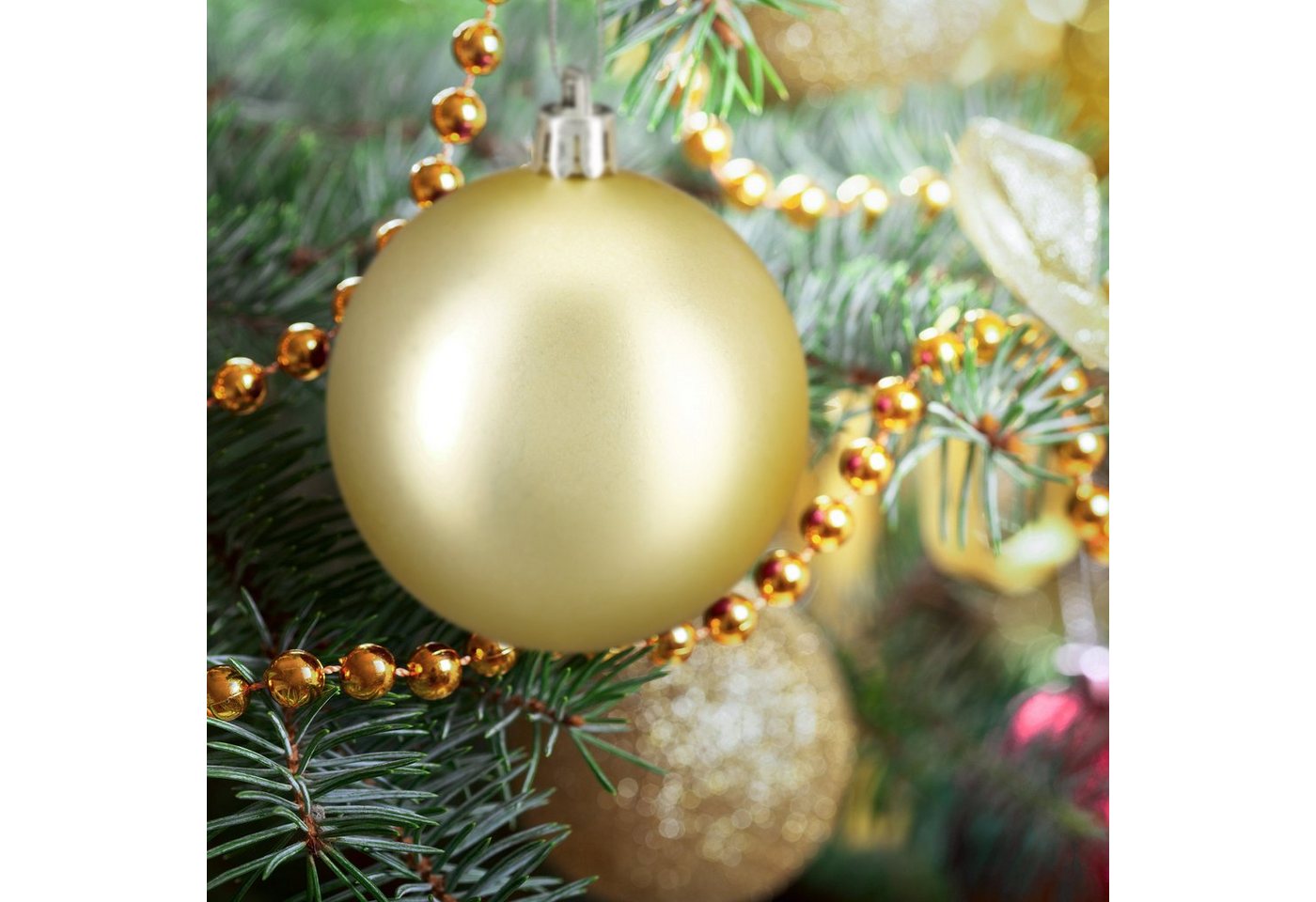 relaxdays Weihnachtsbaumkugel Weihnachtskugeln 100er Set (100 St), gold – Bild 2 von 5