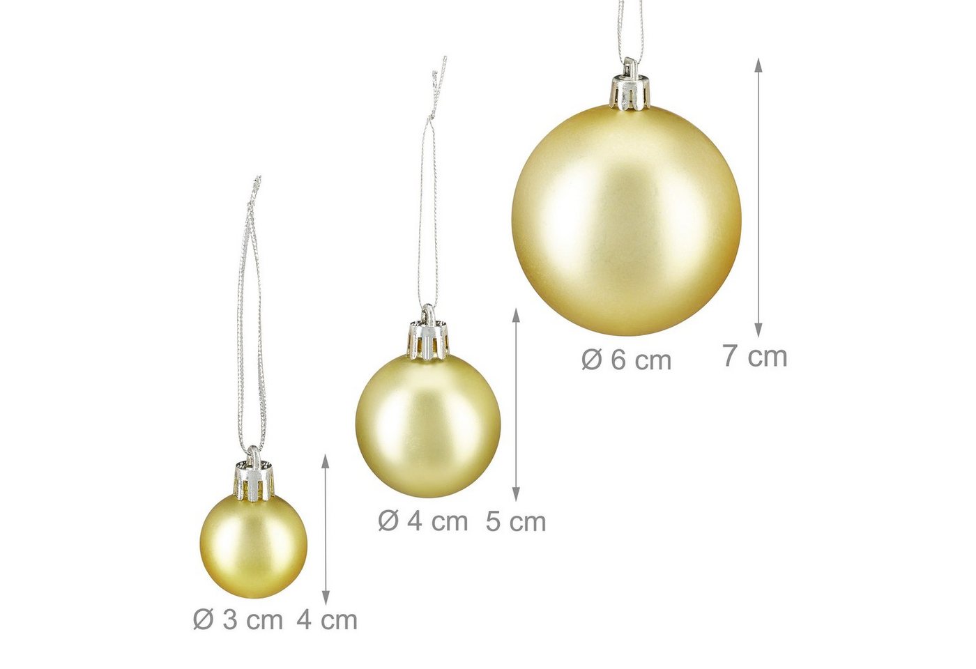 relaxdays Weihnachtsbaumkugel Weihnachtskugeln 100er Set (100 St), gold – Bild 4 von 5