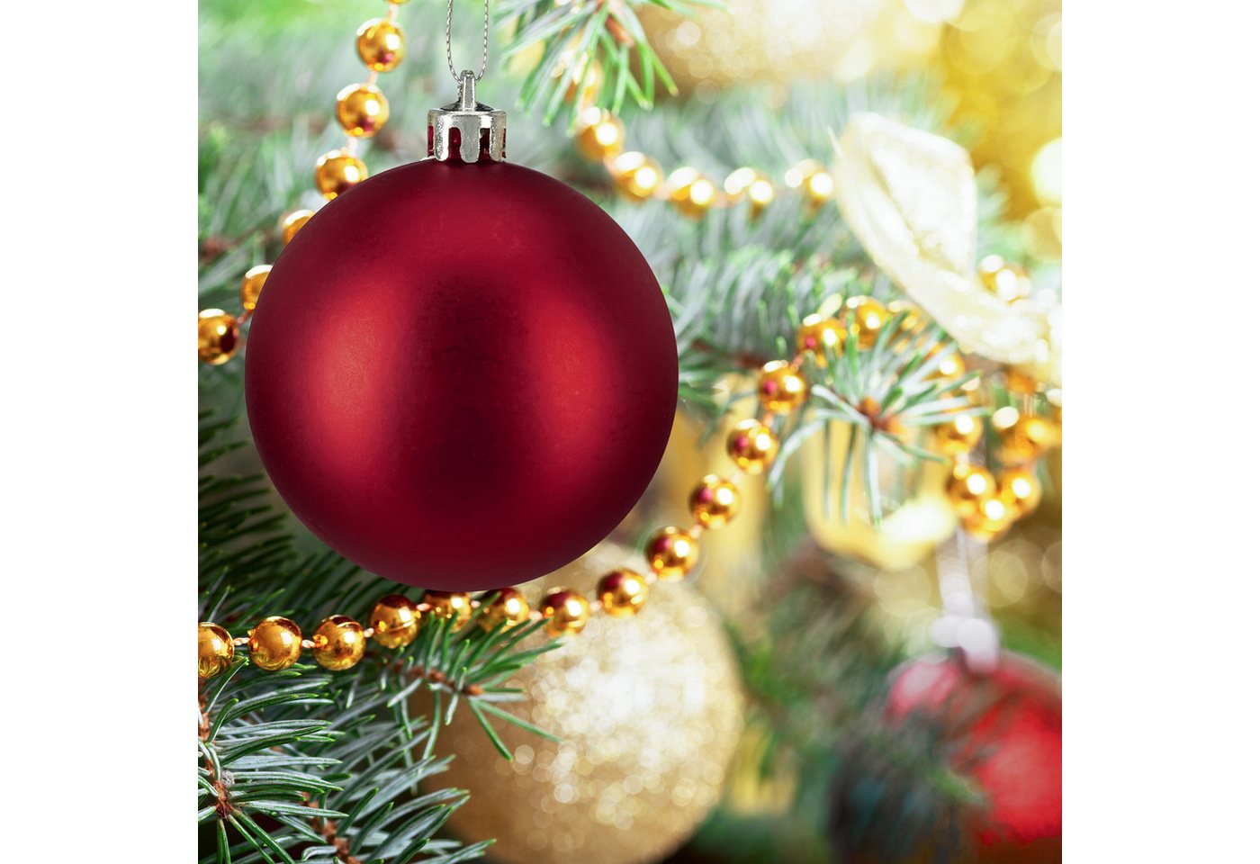 relaxdays Weihnachtsbaumkugel Weihnachtskugeln 100er Set (100 St), rot – Bild 2 von 5