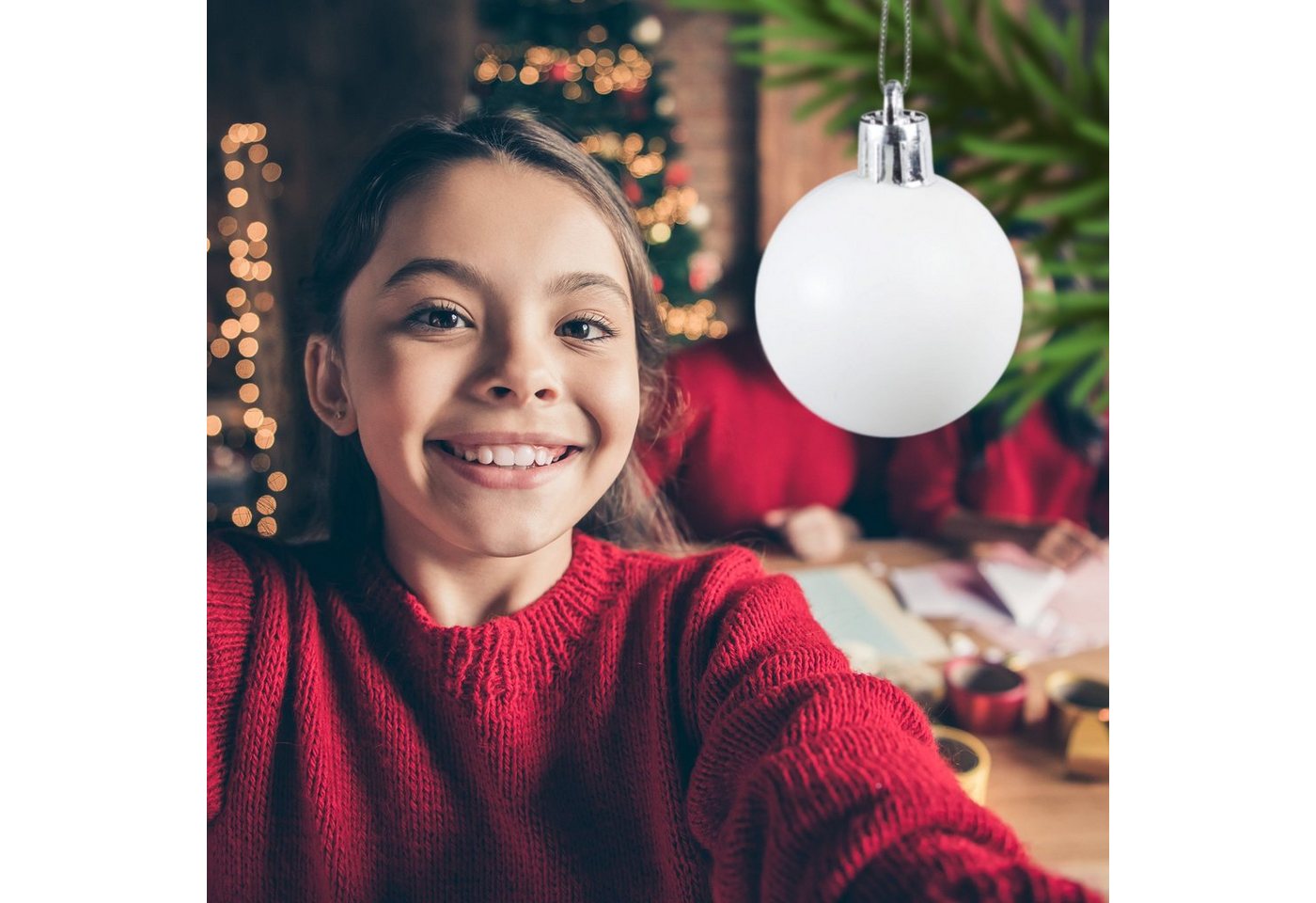 relaxdays Weihnachtsbaumkugel Weihnachtskugeln 100er Set (100 St), weiß – Bild 5 von 5
