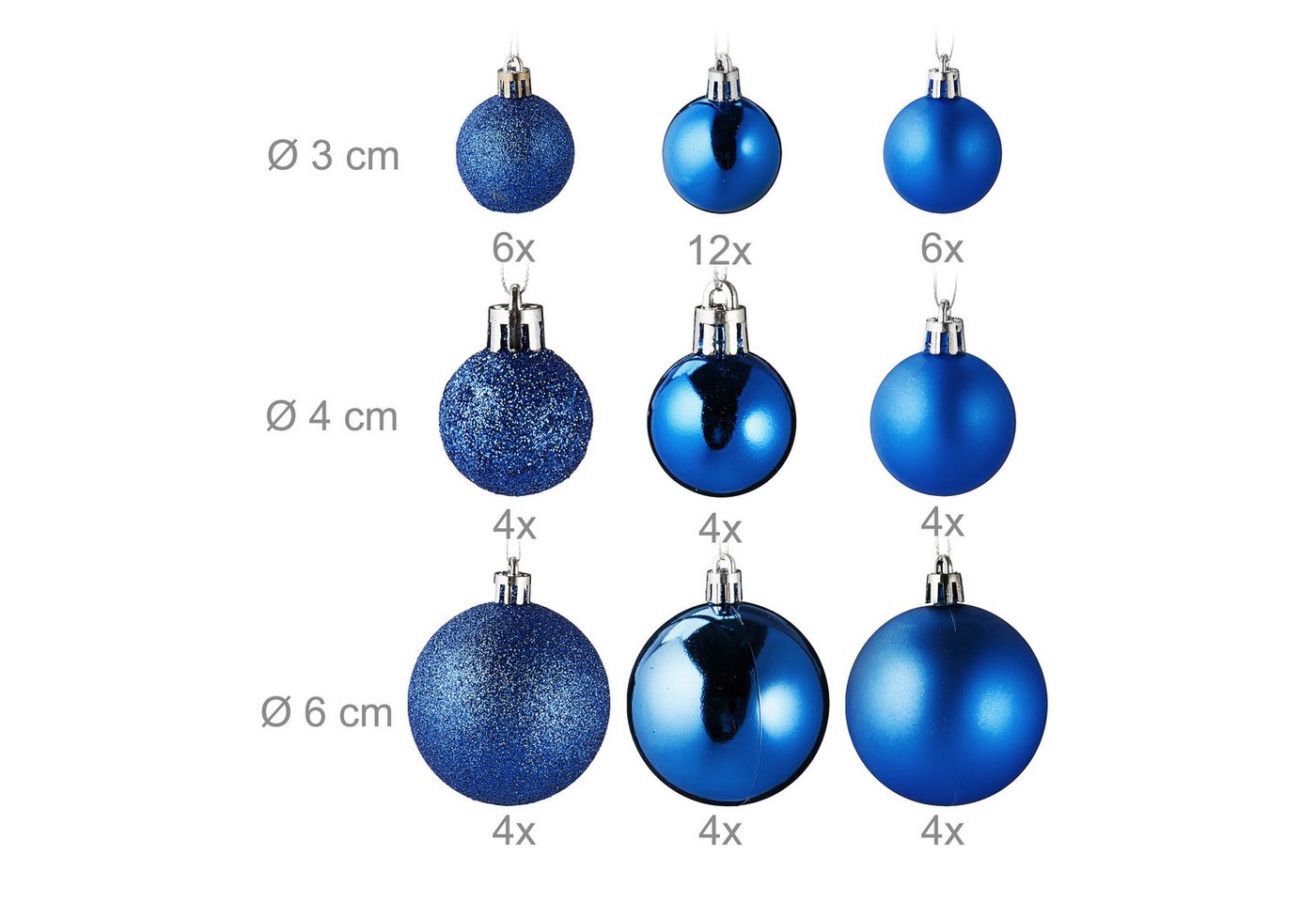 relaxdays Weihnachtsbaumkugel Weihnachtskugeln im 100er Set (100 St), blau – Bild 4 von 5