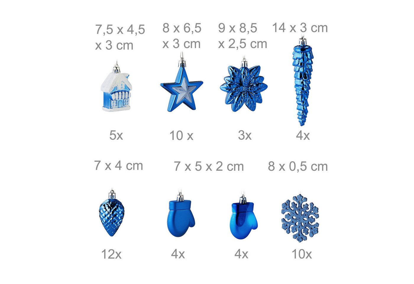 relaxdays Weihnachtsbaumkugel Weihnachtskugeln im 100er Set (100 St), blau – Bild 5 von 5