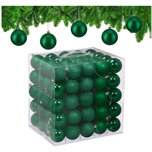 relaxdays Weihnachtsbaumkugel Weihnachtskugeln im 100er Set (100 St), Dunkelgrün