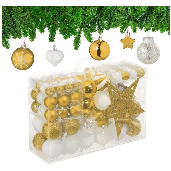 relaxdays Weihnachtsbaumkugel Weihnachtskugeln im 101er Set (101 St), gold