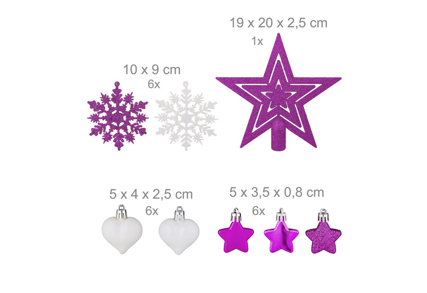 relaxdays Weihnachtsbaumkugel Weihnachtskugeln im 101er Set (101 St), Pink – Bild 5 von 5