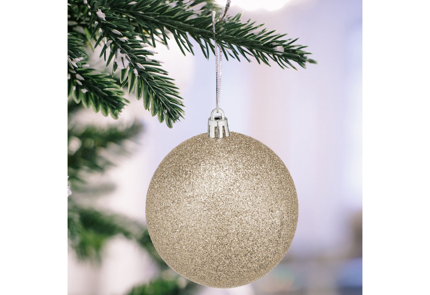 relaxdays Weihnachtsbaumkugel Weihnachtskugeln im 110er Set (110 St), Champagner – Bild 2 von 5