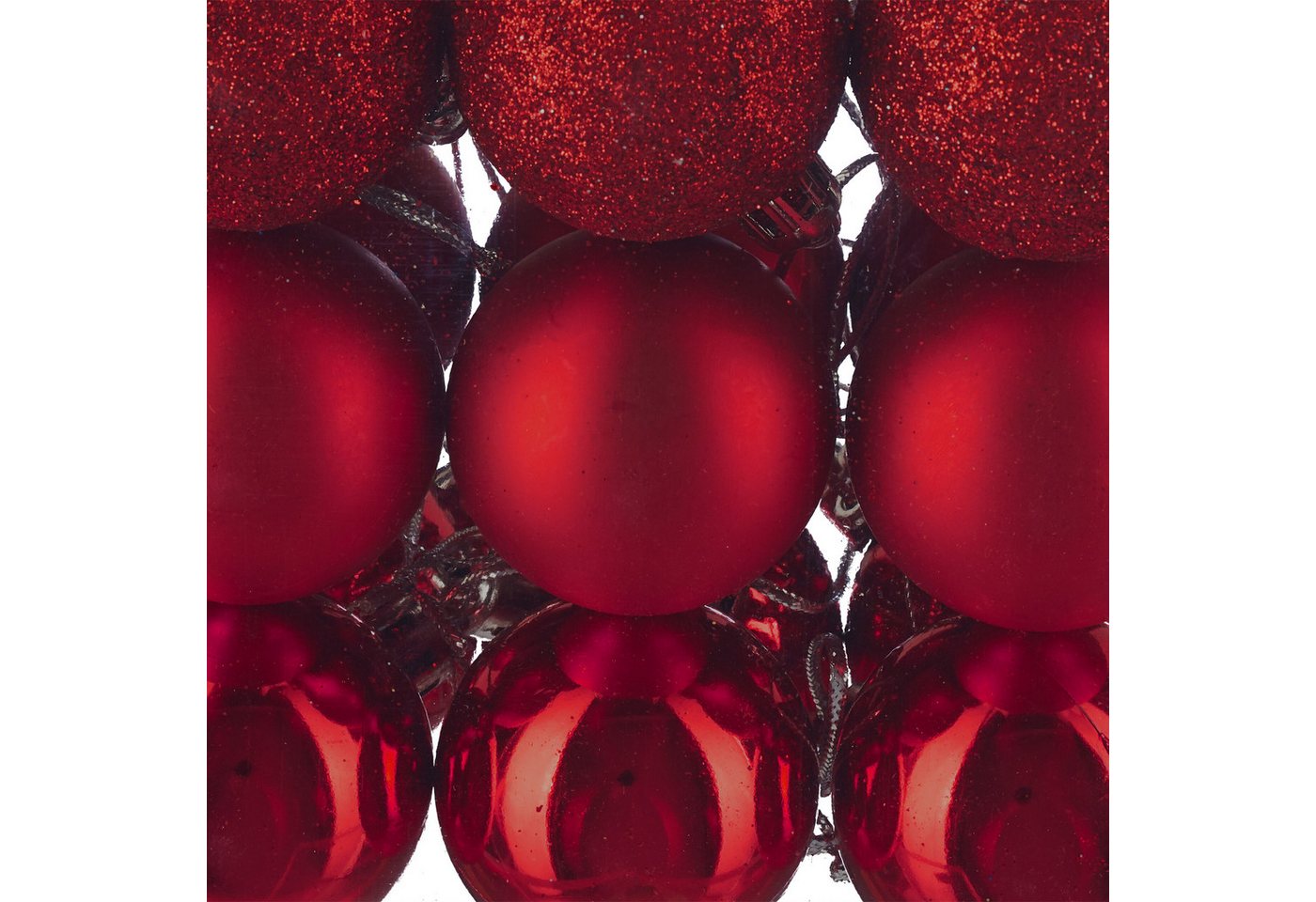 relaxdays Weihnachtsbaumkugel Weihnachtskugeln im 50er Set (50 St), rot – Bild 5 von 5