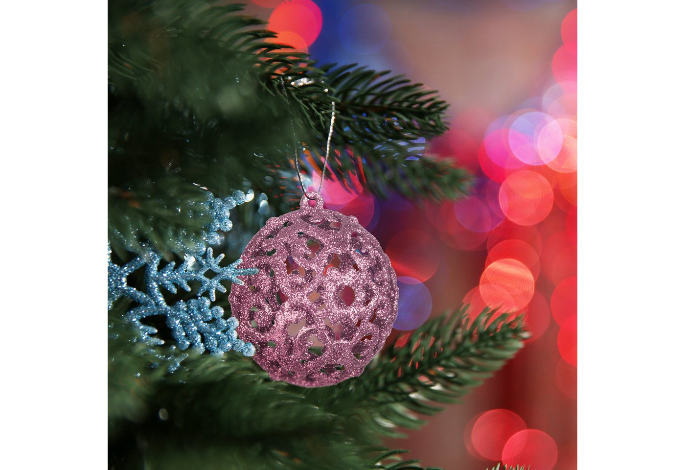 relaxdays Weihnachtsbaumkugel Weihnachtskugeln im 50er Set (50 St), Rosa – Bild 2 von 5