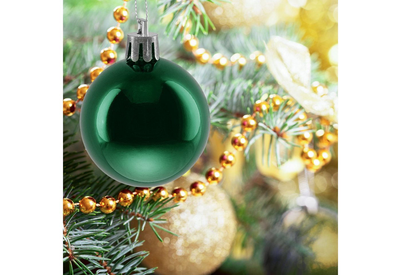 relaxdays Weihnachtsbaumkugel Weihnachtskugeln im 50er Set (50 St), Dunkelgrün – Bild 2 von 5