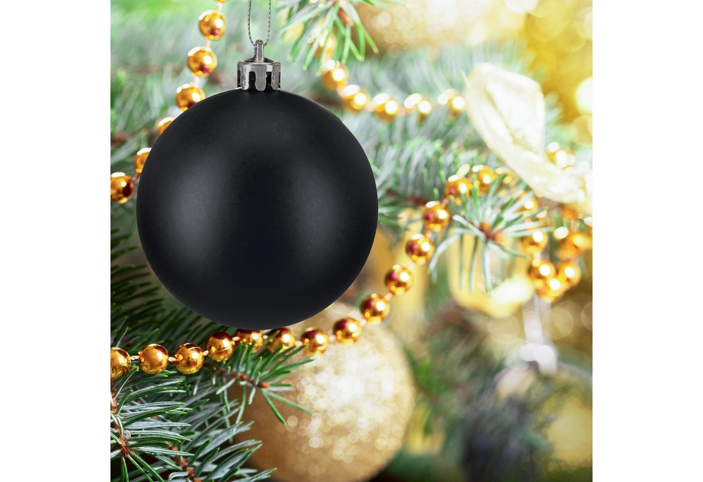 relaxdays Weihnachtsbaumkugel Weihnachtskugeln im 50er Set (50 St), schwarz – Bild 2 von 5