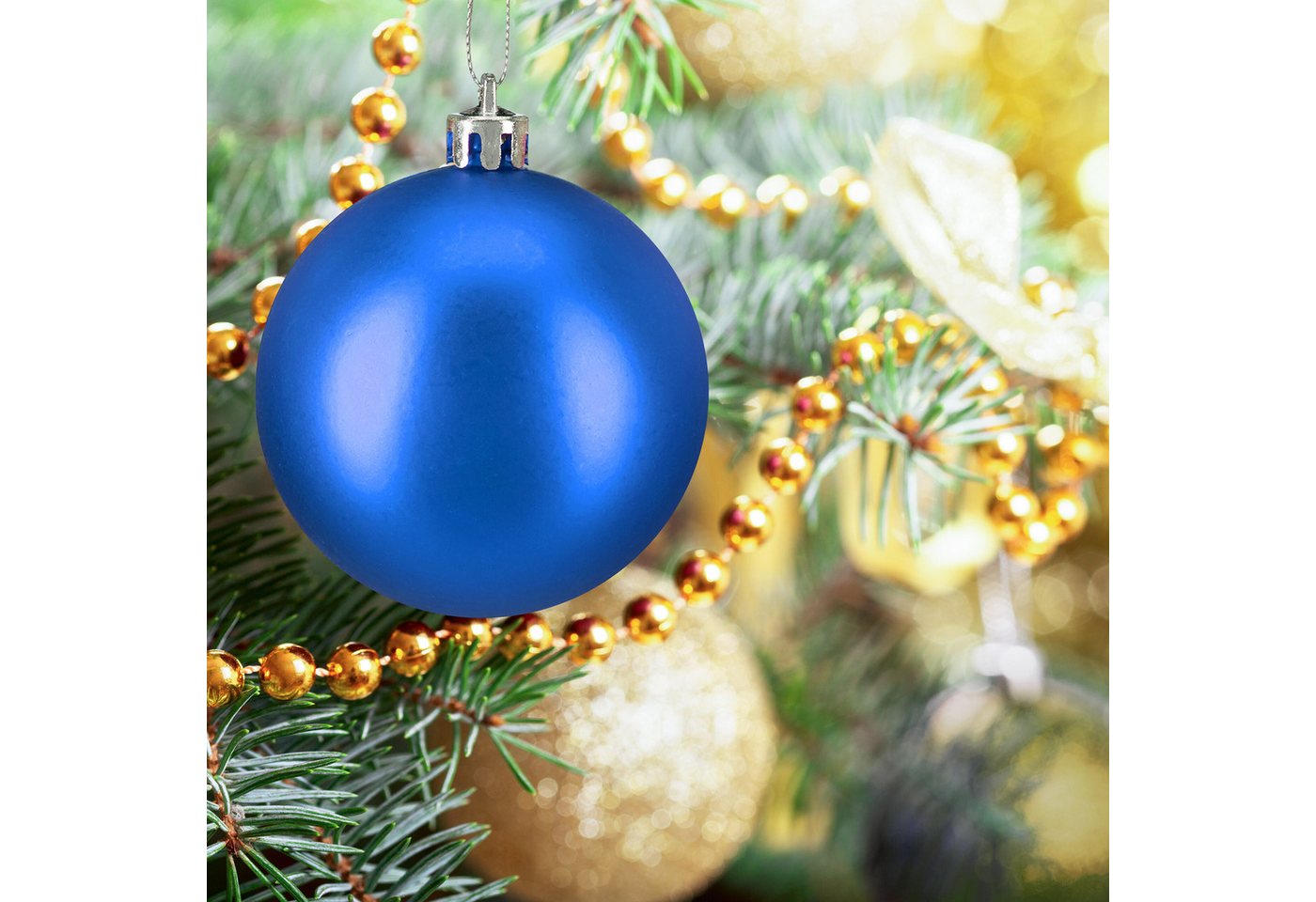 relaxdays Weihnachtsbaumkugel Weihnachtskugeln im 50er Set (50 St), blau – Bild 2 von 5