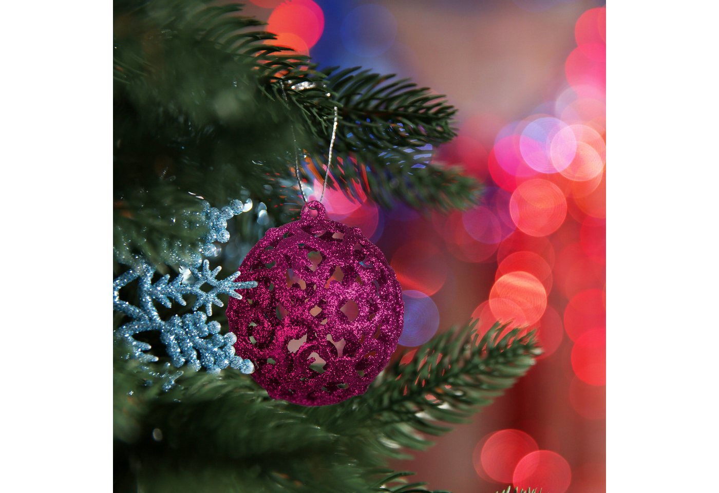 relaxdays Weihnachtsbaumkugel Weihnachtskugeln im 50er Set (50 St), Pink – Bild 2 von 5