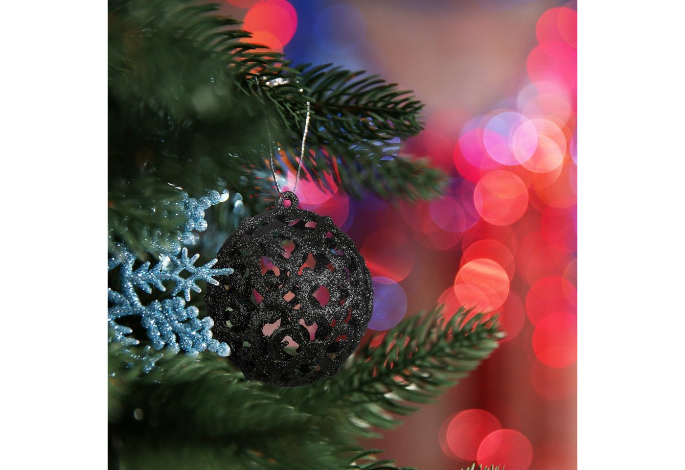 relaxdays Weihnachtsbaumkugel Weihnachtskugeln im 50er Set (50 St), schwarz – Bild 2 von 5