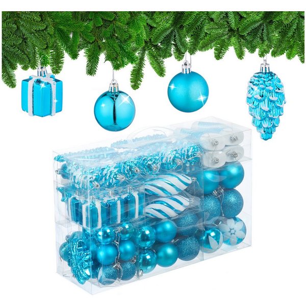 relaxdays Weihnachtsbaumkugel Weihnachtskugeln im 72er Set (72 St), Petrol