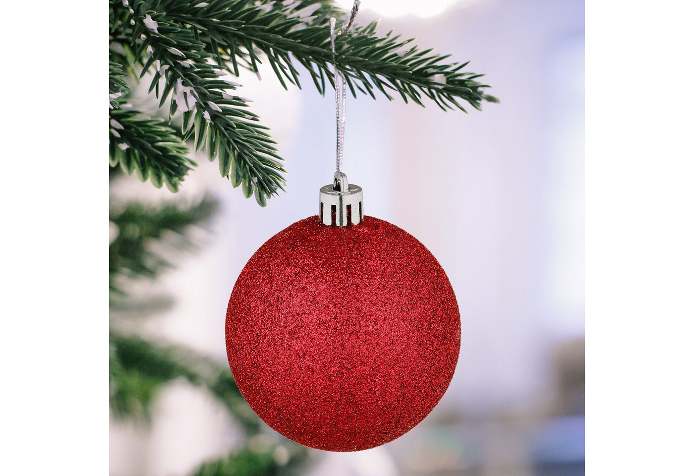relaxdays Weihnachtsbaumkugel Weihnachtskugeln im 72er Set (72 St), rot – Bild 2 von 5