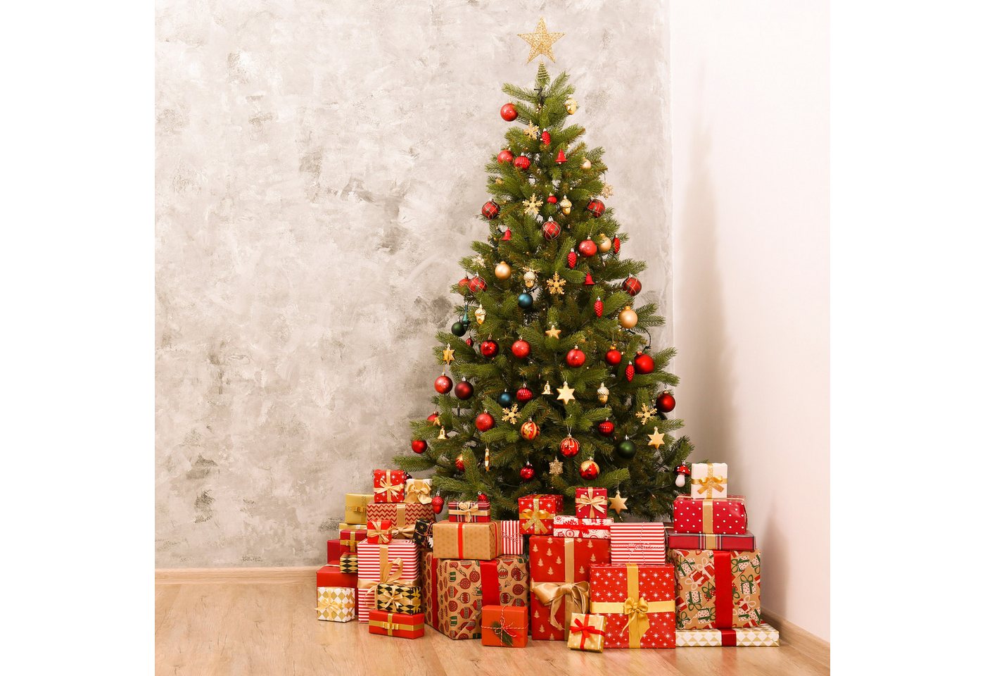 relaxdays Weihnachtsbaumkugel Weihnachtskugeln im 72er Set (72 St), rot – Bild 5 von 5