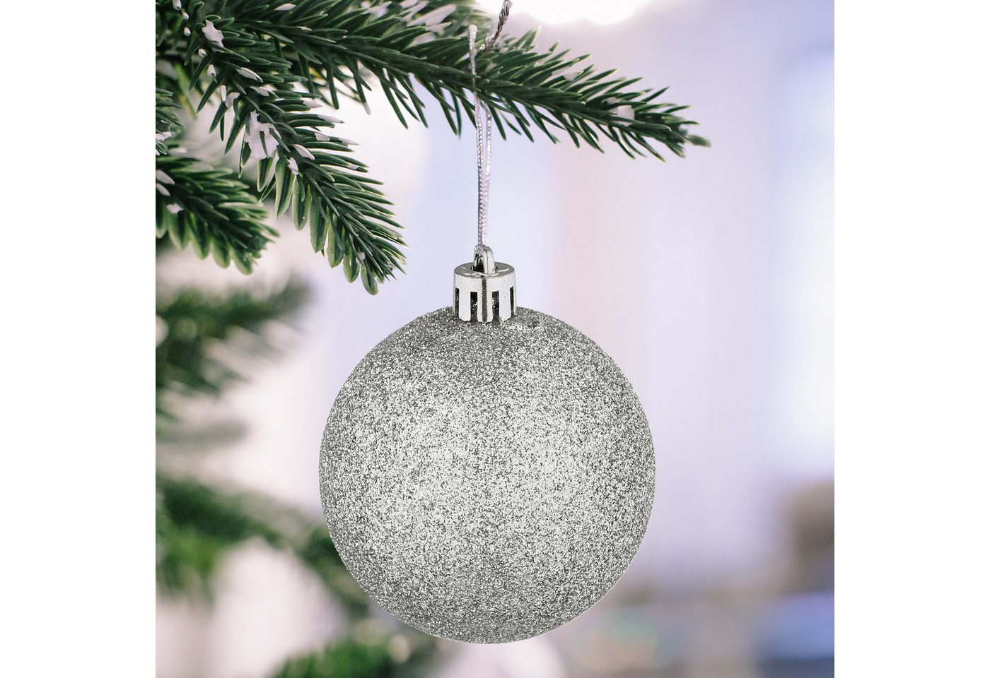 relaxdays Weihnachtsbaumkugel Weihnachtskugeln im 72er Set (72 St), silber – Bild 2 von 5
