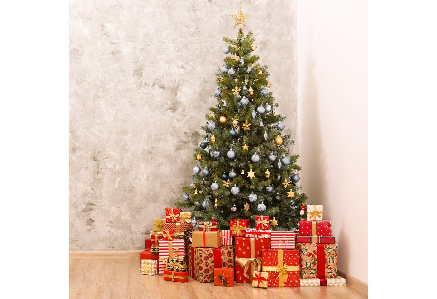 relaxdays Weihnachtsbaumkugel Weihnachtskugeln im 72er Set (72 St), silber – Bild 5 von 5