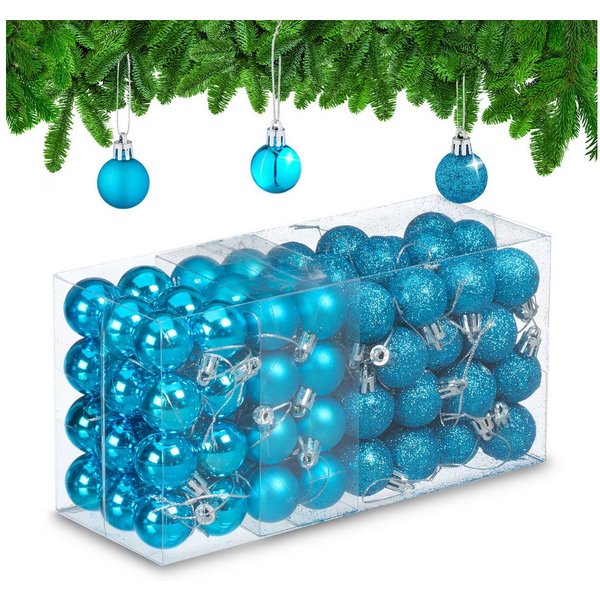 relaxdays Weihnachtsbaumkugel Weihnachtskugeln im 96er Set (96 St), Petrol