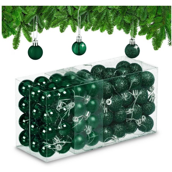 relaxdays Weihnachtsbaumkugel Weihnachtskugeln im 96er Set (96 St), Dunkelgrün