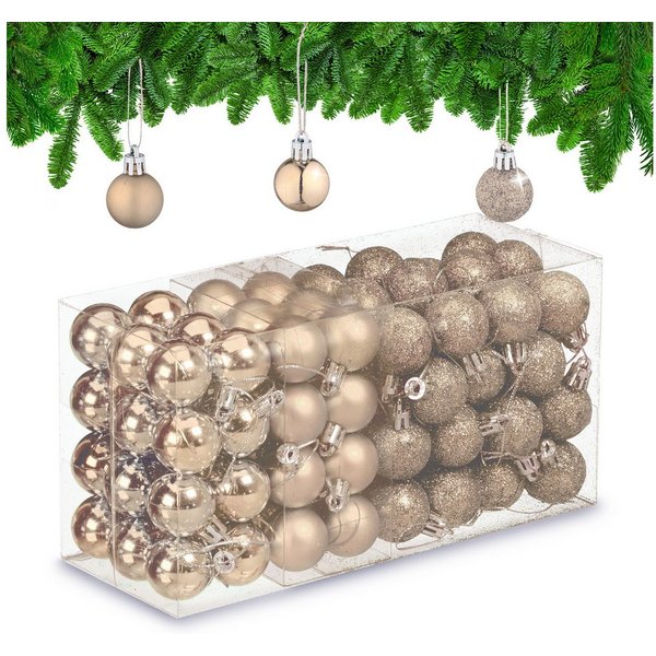 relaxdays Weihnachtsbaumkugel Weihnachtskugeln im 96er Set (96 St), Champagner