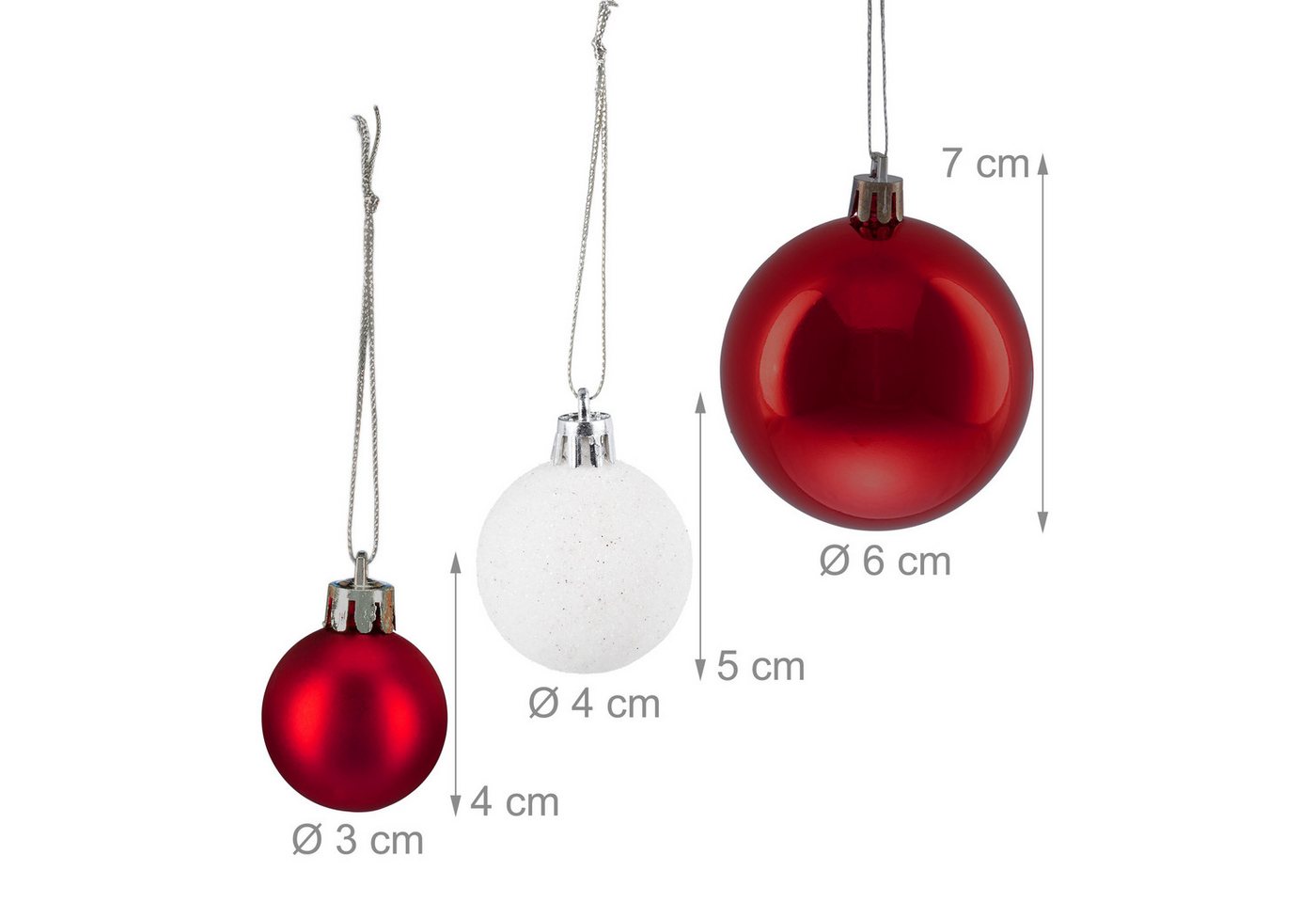 relaxdays Weihnachtsbaumkugel Weihnachtskugeln Set (50 St), 50er Pack – Bild 4 von 5