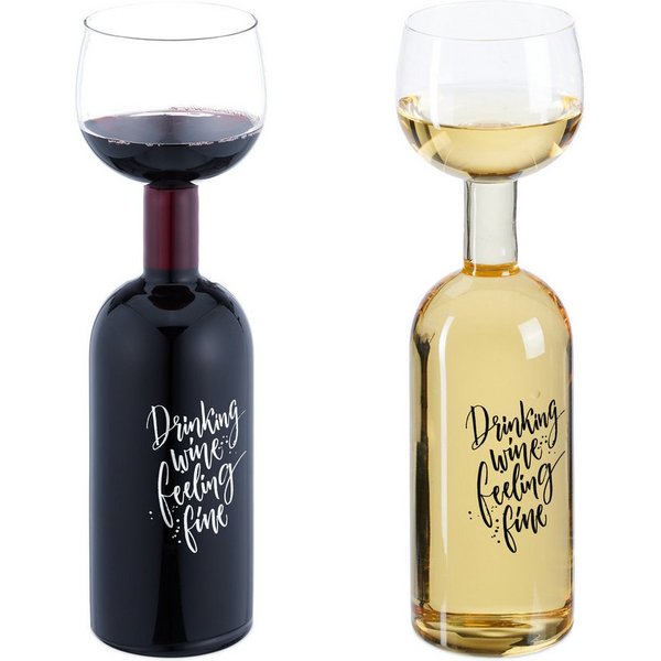 relaxdays Weinglas Weinflasche mit Glas 750 ml, 1-tlg., Glas
