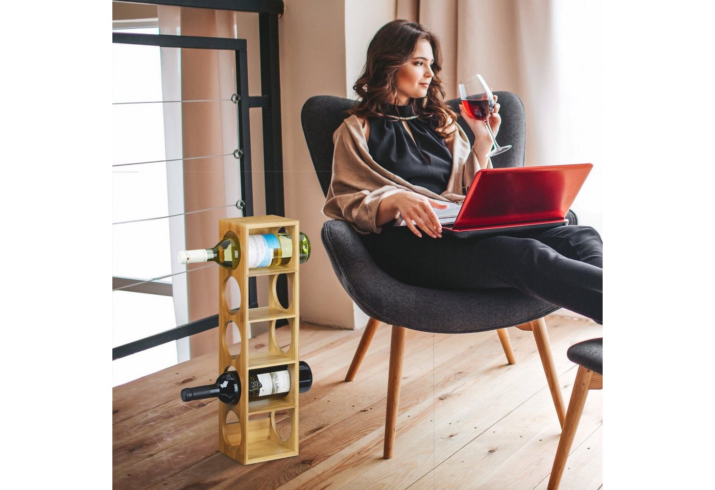relaxdays Weinregal Bambus, 1-tlg. – Bild 3 von 5