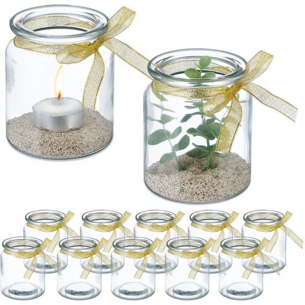relaxdays Windlicht im 12er Set mit Schleife (12 St)