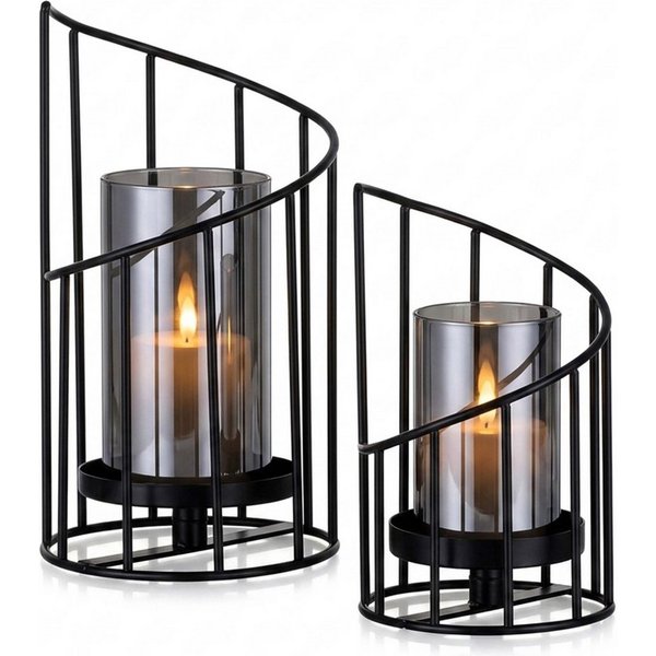 relaxdays Windlicht mit Metallgestell im 2er Set (2 St)
