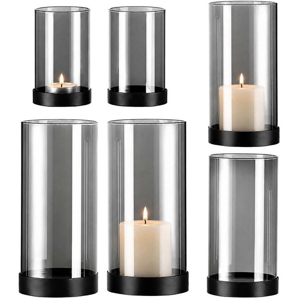 relaxdays Windlicht Rauchglas im 6er Set mit Fuß (6 St)