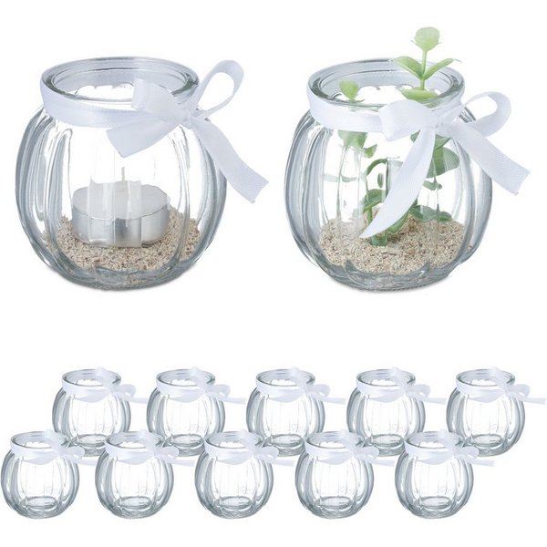 relaxdays Windlicht Transparentes Windlicht im 12er Set (12 St)