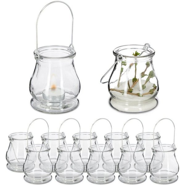 relaxdays Windlicht Transparentes Windlicht im 12er Set (12 St)