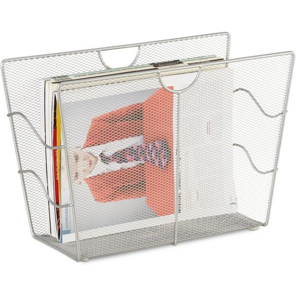 relaxdays Zeitungsständer Mesh (1 St), silber
