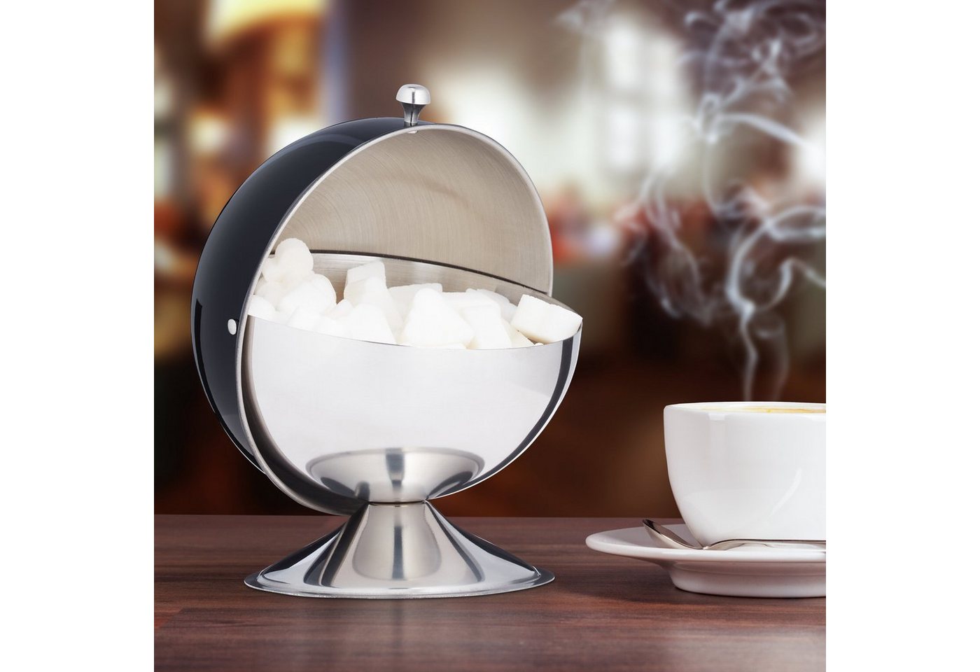 relaxdays Zuckerdose Edelstahl, Edelstahl, (1-tlg), weiß – Bild 3 von 5