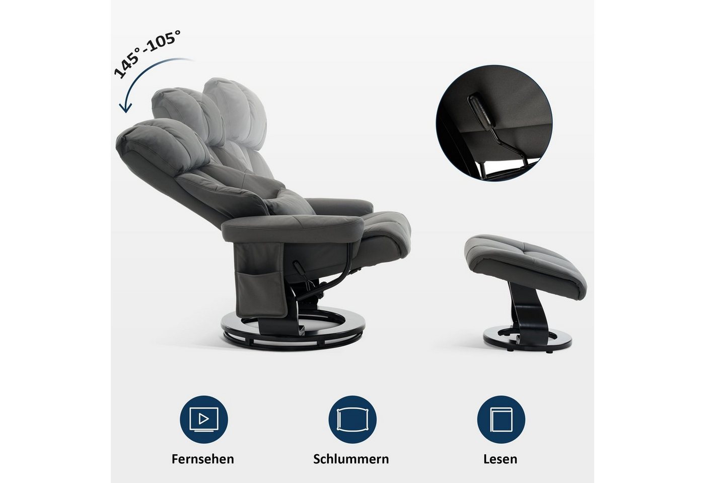 MCombo Relaxsessel M MCombo Relaxsessel mit Hocker, Fernsehsessel, 9066, mit Relaxfunktion – Bild 2 von 5