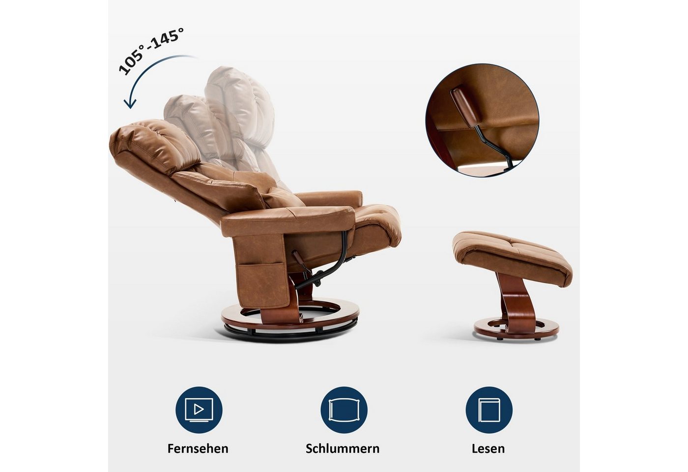 MCombo Relaxsessel M MCombo Relaxsessel mit Hocker, Fernsehsessel, 9066, mit Relaxfunktion – Bild 2 von 5
