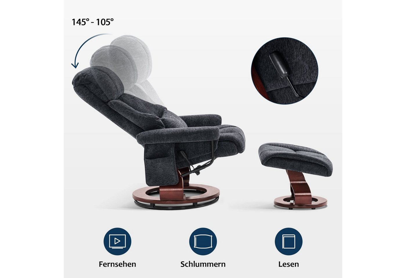 MCombo Relaxsessel M MCombo Relaxsessel mit Hocker, Fernsehsessel, 9066, mit Relaxfunktion – Bild 2 von 5