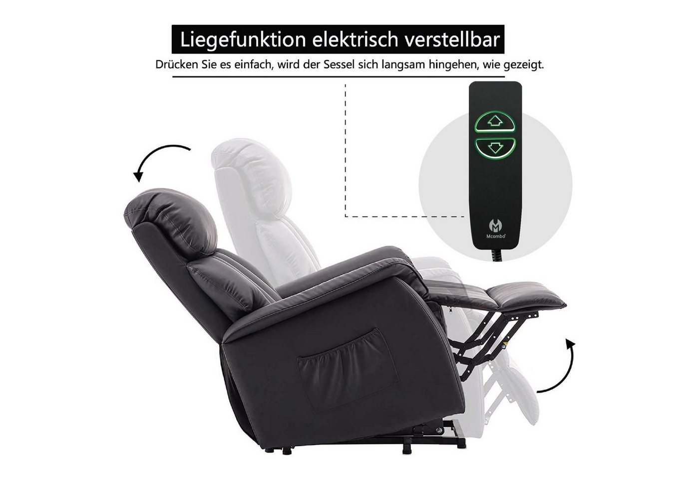 MCombo Relaxsessel MCombo Aufstehhilfe Fernsehsessel elektrisch verstellbar 7299, elektrisch verstellbar – Bild 5 von 5