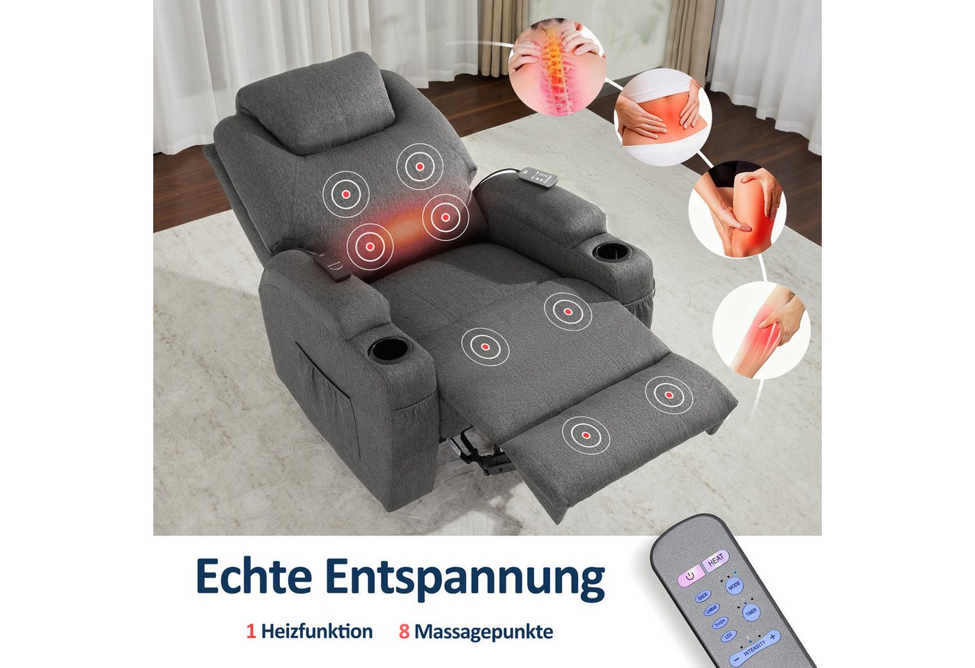 MCombo Relaxsessel MCombo Elektrisch Relaxsessel Massagesessel Fernsehsessel 7061 (M MCombo Elektrisch Relaxsessel Massagesessel), mit Relaxfunktion – Bild 5 von 5