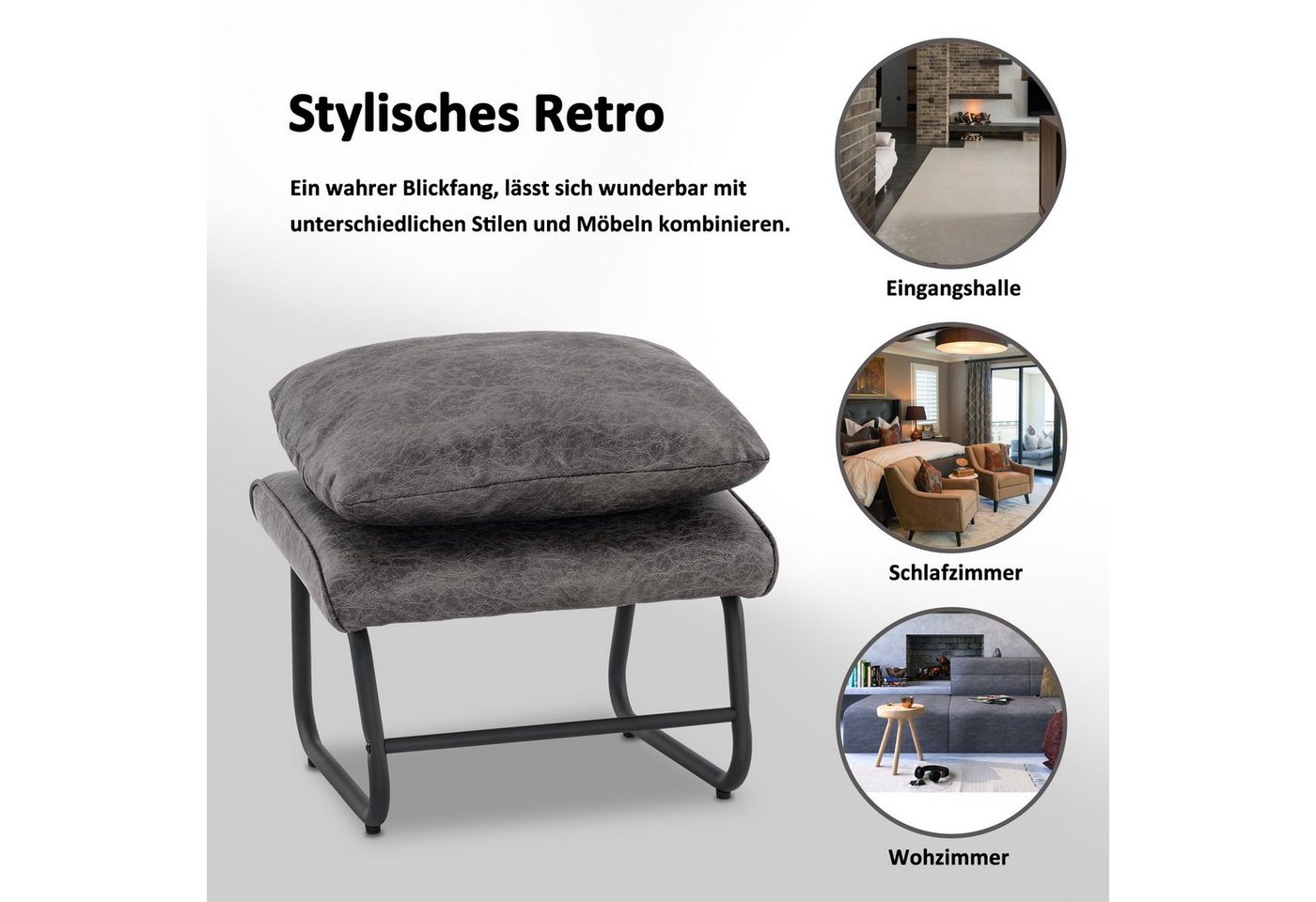 MCombo Relaxsessel MCombo Sessel mit/ohne Hocker, Retro mit Kissen, Mikrofaser, 4742, Mikrofaserstoff – Bild 4 von 5